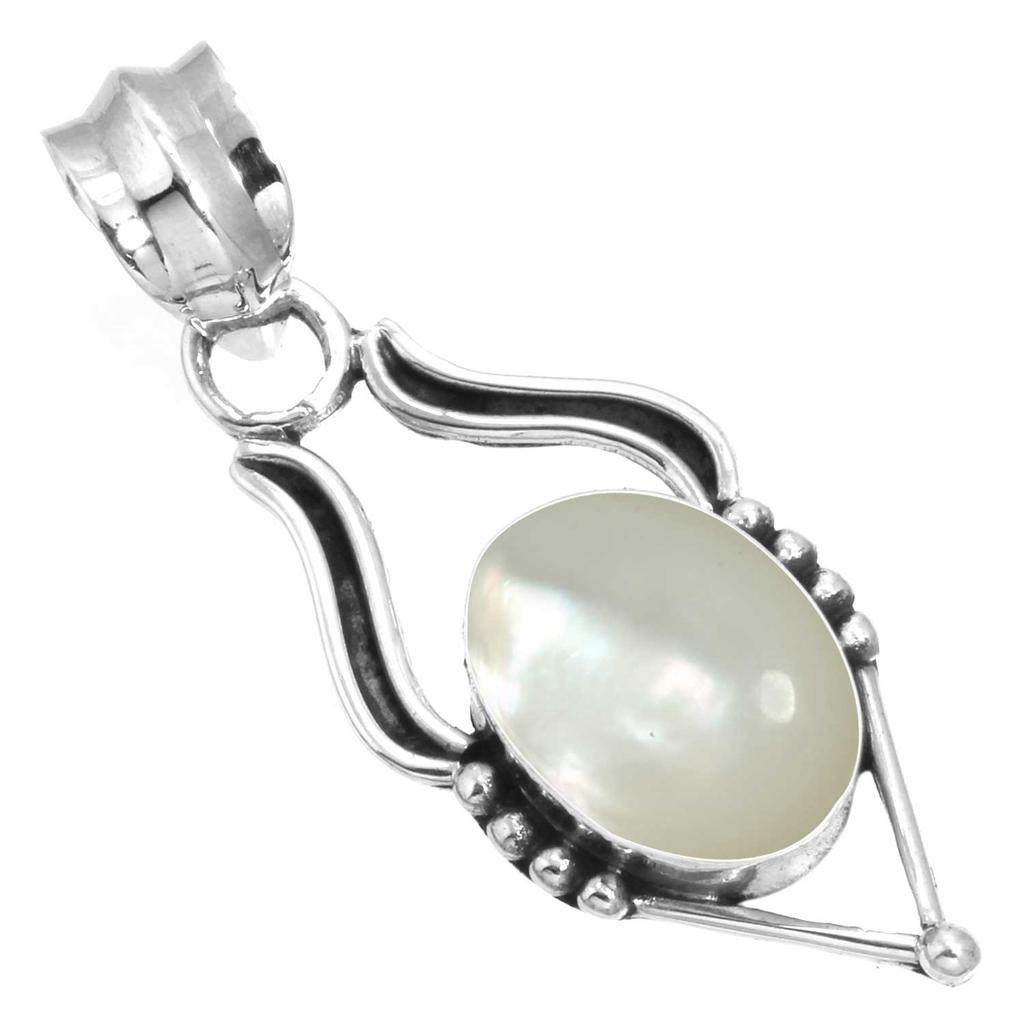 925 Sterling Silver Pendant Women Gemstone Handmade Jewelry Halloween Gift Blue Green Purple Copper Turquoise Pearl Lapis Mother Of Pearl Costume