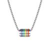 LGBT Statement Pendant Necklace New Rainbow Color Small Beads Pendant Necklace Stainless Steel Striped Bead Gay Pride
