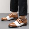 New Italian Style Luxury Leather Monk Strap Men's Formal Shoes Double Buckles Brogue Pointy Toe Business Office Dress Shoes