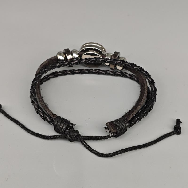 Fashionable Beaded Basketball Fan Leather Bracelet