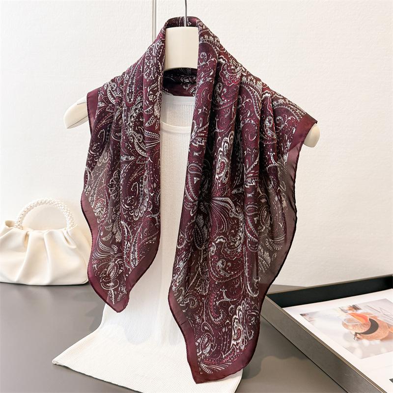 Women's Vintage Paisley Floral Square Scarf Soft Satin Shawl Small Handkerchief Neck Snood Hijab Headband Bandana