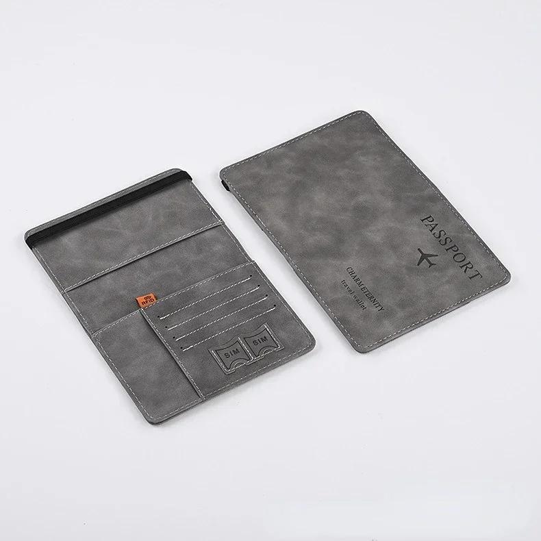 Elastic Band Leather Passport Cover for Cards Travel Passport Holder Wallet Document Organizer Case Men Women
