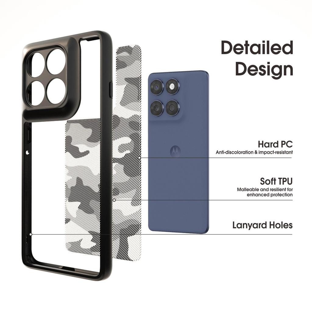 IBMRS For Motorola Moto G86 5G/G86 Power 5G Deksel Myk TPU-ramme Hard PC-bakside Anti-fall Telefondksel