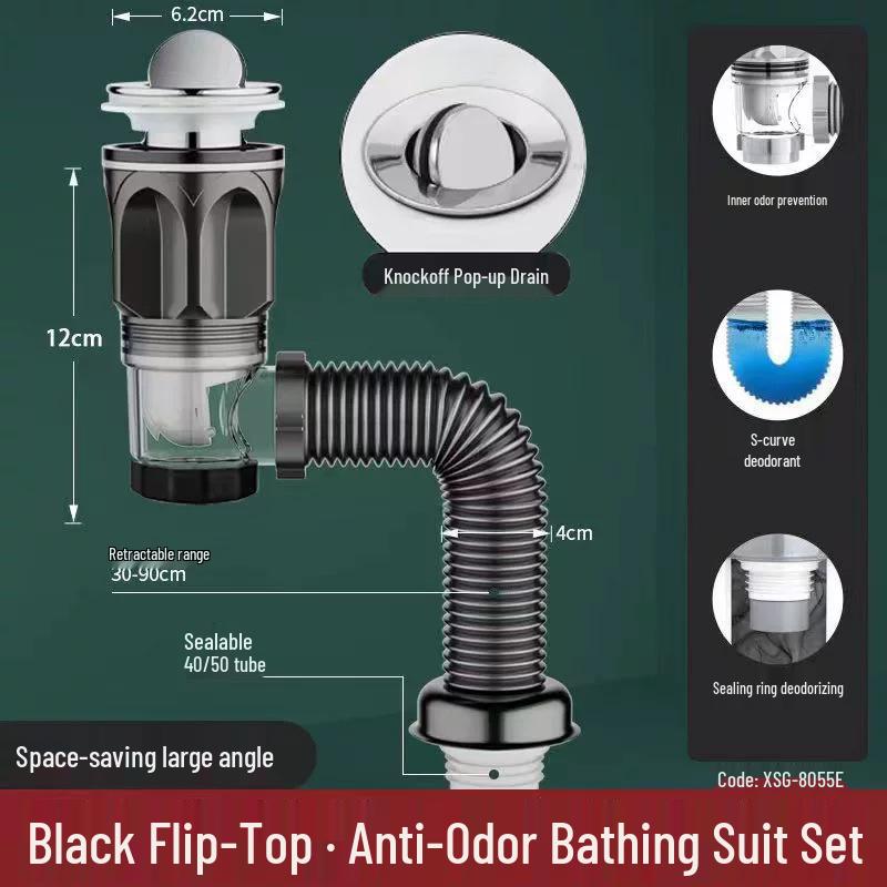 Universal Anti-odor Bathroom Sink Drain Set - Horizontal Wall Pipe Drainer Basin Tool