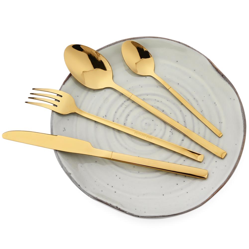 24pcs Rose Gold Tableware Cutlery Set Knife Fork Coffee Spoon Dinnerware Set Stainless Steel Flatware Western Kitchen Silverware