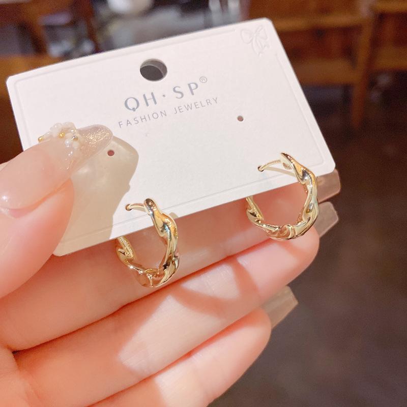 Female Summer Light Luxury Niche Twisted Earrings 1 pair