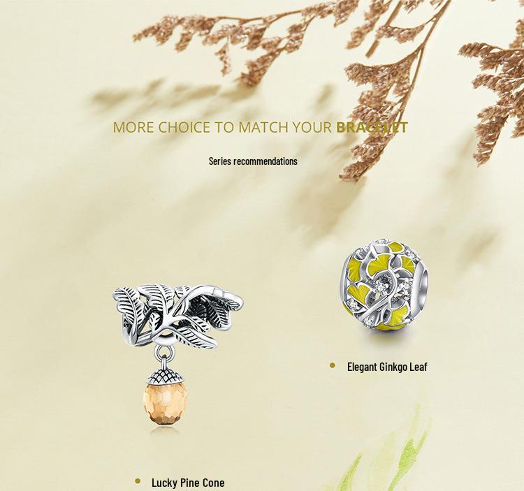 Silver Ziyun S925 Red Passion Maple Leaf Beads Fashion Oil Drop Leaf DIY Jewelry Accessories BSC335