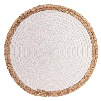 [R2511] - White Beige 'Boho' Cotton Placemat - 38 Cm