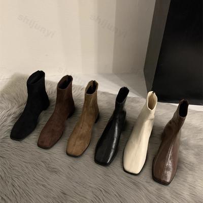 Woman Retro Chelsea Short Boots British Style 2026 Autumn Ankle Boots Platform Zipper Outdoor Anti Slip Square Toe Women's Boots