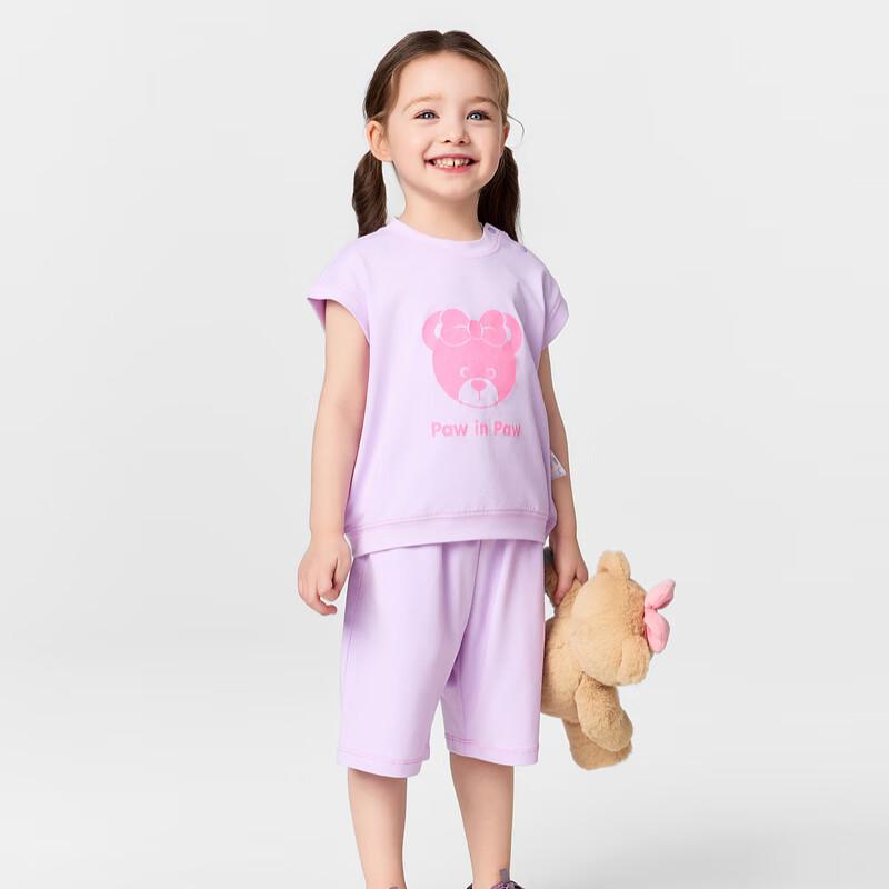 PawinPaw 2025 Summer Cartoon Bear Baby Girl's Casual Set