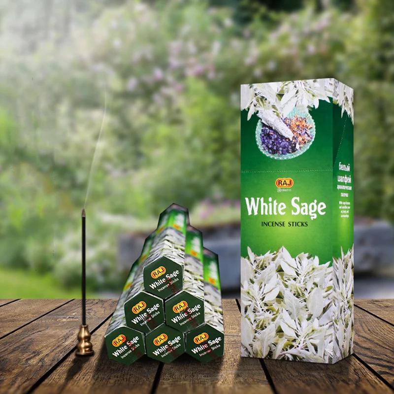 Y 20 Varillas/caja Incienso Indio Salvia Blanca Lavanda Aromaterapia LÍNEA PALO SANTO Varilla de Incienso Hogar Dormitorio Baño Fragancia para el Hogar Tibetano