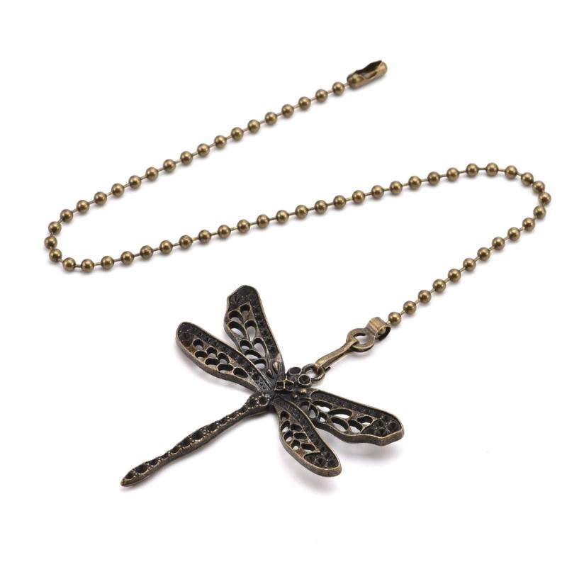 Decorative Ceiling Fan Pull Chains Set Of 2 With Dragonflies and Butterfly Ornaments Accessory for Lighting Fixtures