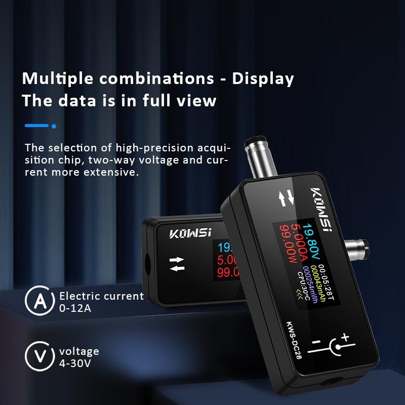 DC 4-30V 0-12A TFT HD Digitales Voltmeter Leistungsmesser DC5.5*2.5 Schnittstellen-Tester Spannungsstrom-Monitor Batteriekapazitäts-Detektor