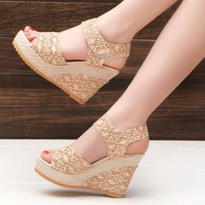 Frauen Keile Sandalen 2024 Sommer Neue Mode Mesh Peep Toe Plattform High Heel Frauen Sandalen Sexy Party Kleid Frauen alias