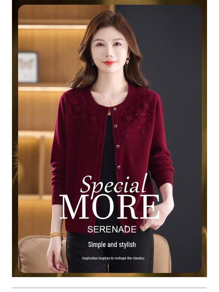 Classic Knitted Wool Cardigan for Women - Age-Defying Sweater Coat for Autumn/Winter