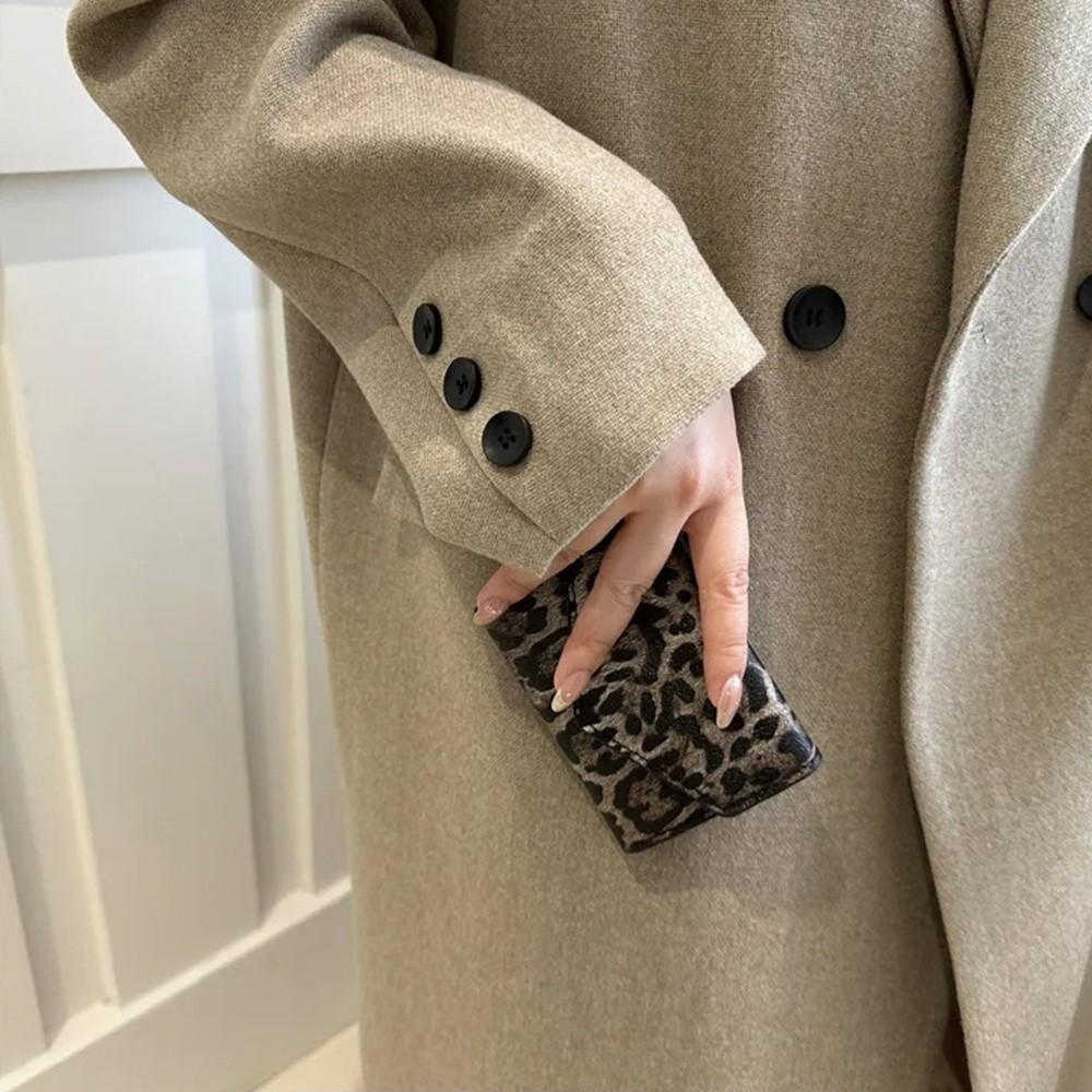 PU Leather Leopard Short Wallet Korean Style Coin Purse Fashion Envelope Clutch Bag  Women