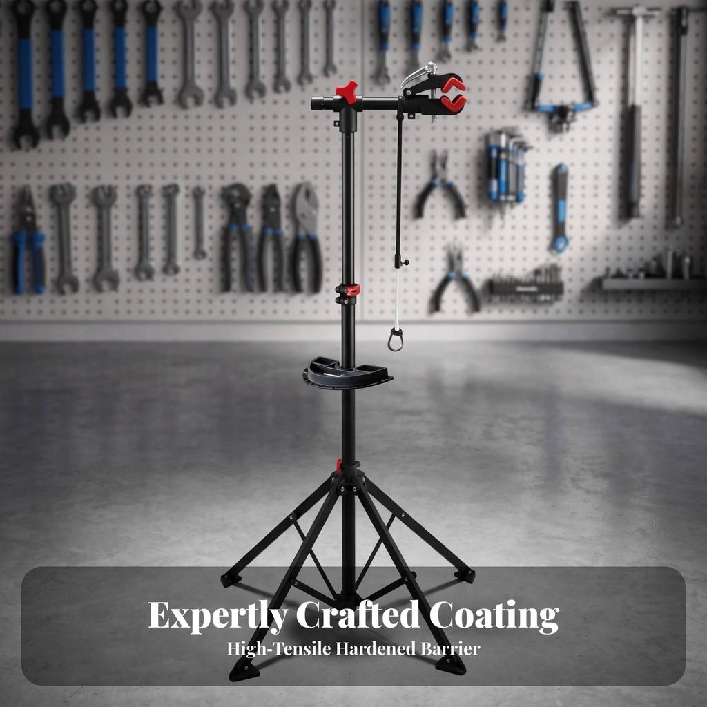 Bike Repair Stand with Tool Tray Rotatable Cycle Workstand