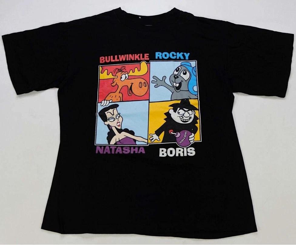 

Rare VTG PROPERTY OF UNIVERSAL Rocky & Bullwinkle Natasha & Boris Shirt 3XL
