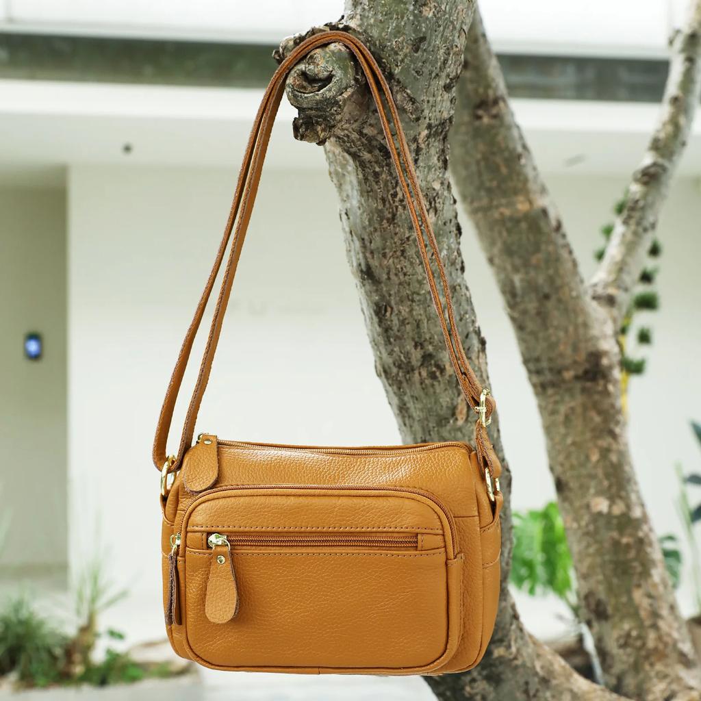 Women's Full-Grain Leather Underarm Crossbody Bag – Lightweight Versatile Mini Purse Multi-Color for Work Office Party & Travel