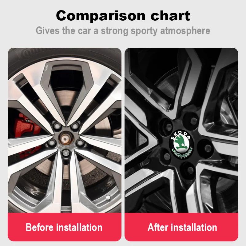 2025 Fierbinte 4 buc 56mm+60mm Capac Centru Jantă Roată Mașină Capac Jantă Embleme Autocolante Pentru Skoda Rapid Octavia A5 RS Kodiaq Fabia A7 2022 Ac