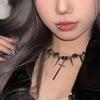 Y2k Subculture Spike Cross Rivet Tassel Necklace Glass Crystal Beads Beaded Chain Choker for Women Men Goth Punk Grunge Jewelry
