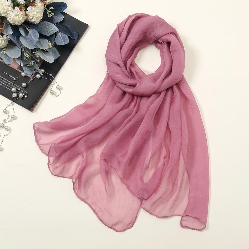 New solid color silk scarf women, oversized chiffon beach scarf fashion bikini swimsuit wrap scarf shawl