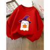 Girls' Pink Long Sleeve Round Neck Sweatshirt - Cute Pink & White & Pumpkin Witch Hat Print, Winter Warm Casual Sweater