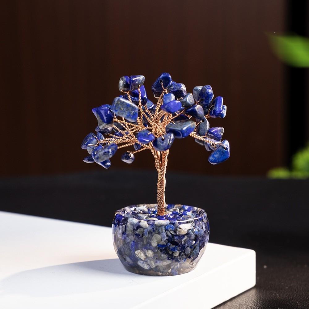 Crystal Money Tree Miniature Decor With Natural Gemstones For Feng Shui Wealth