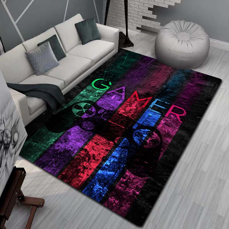 Gaming Teppich für Jungenzimmer Gamer Teppich mit Gamecontroller Teppich für Spielzimmer Esports-Raum und Jungen Spielzimmer-Themen Schlafzimmer Bodenmatte