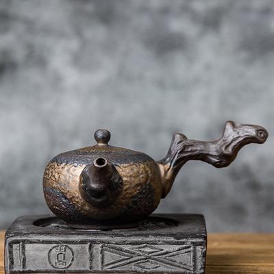 220ml Ceramic Tea Pot with Side Handle Japanese Style Coarse Pottery Kung Fu Tea Set