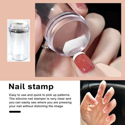 1 Set French-Nagelstempel-Set, einfach zu verwendende, wiederverwendbare Schablone aus natürlichem, klarem Silikon für French-Maniküre