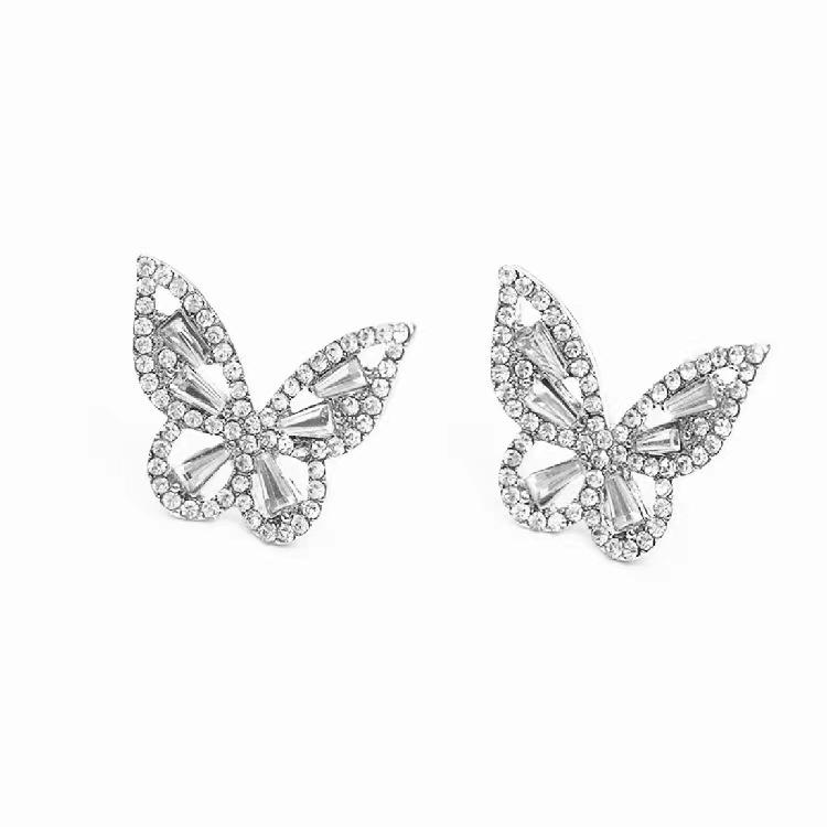 Blingbling super flash volle Diamanten dreidimensionales Schmetterlingsmuster Ohrstecker Trend-Ohrringe
