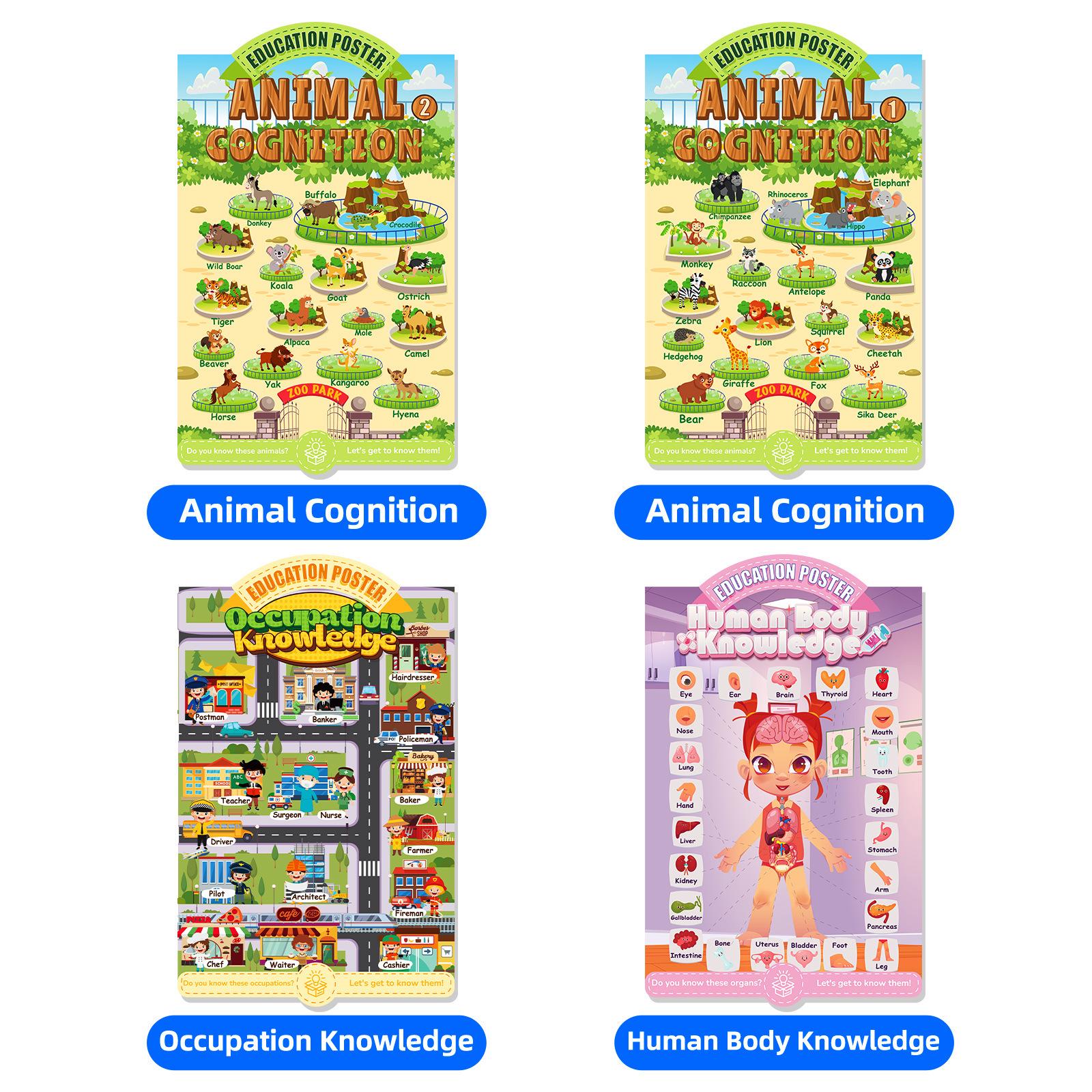 16 Educational Cartoon Posters for Children s Early Learning – English Wall Charts