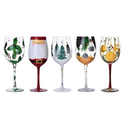 Christmas Themed Tall Wine Glass Goblet Stemwares Beverage Drinking Cup Sophisticated Champagne Flute for Parties