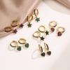 18K Gold Plated Brass Black Heart Star Earrings,Colorful CZ Drop Earrings for Women Cute Zircon,Wholesale Dropship