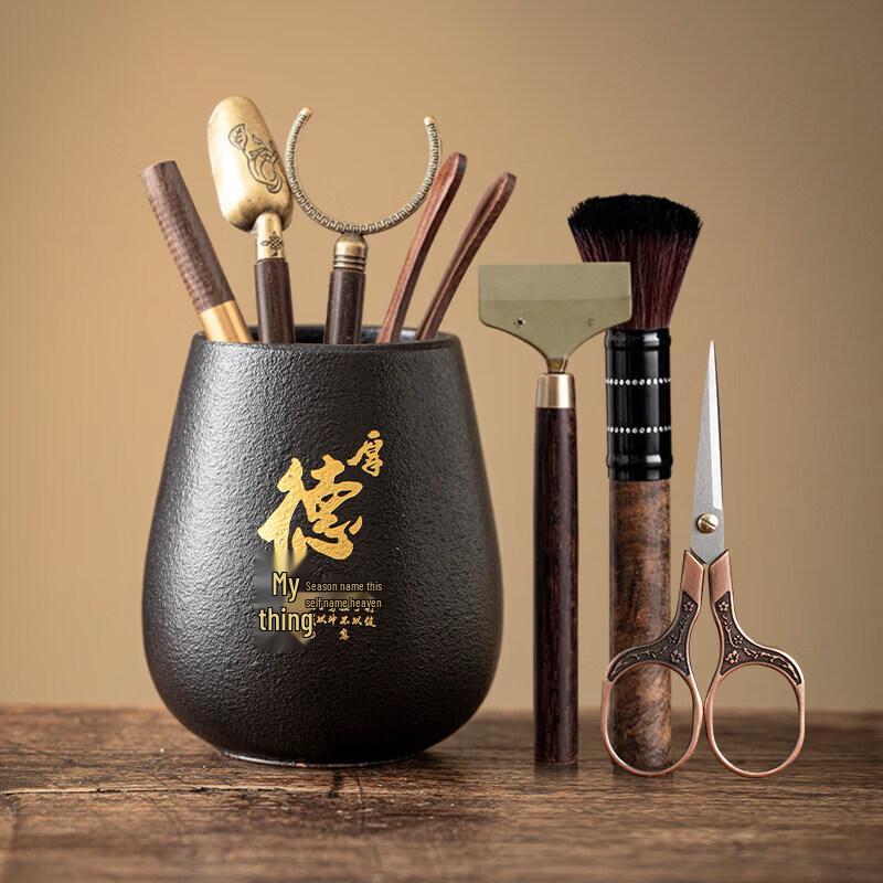 Ebony Wood Six Gentlemen Tea Ceremony Tool Set