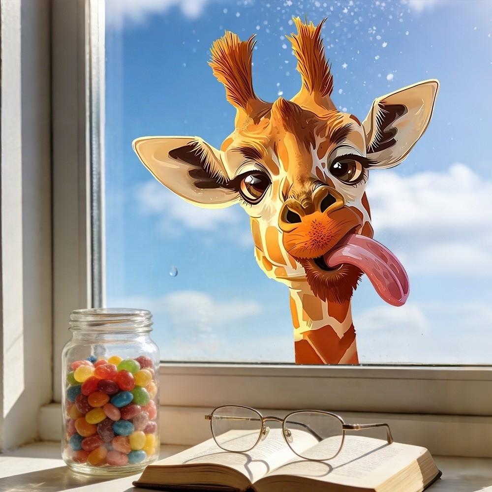 Abnehmbare Giraffe Dekoration Lustiges Tier Tier Aufkleber Kreativer Fensteraufkleber Schlafzimmer Dekoration