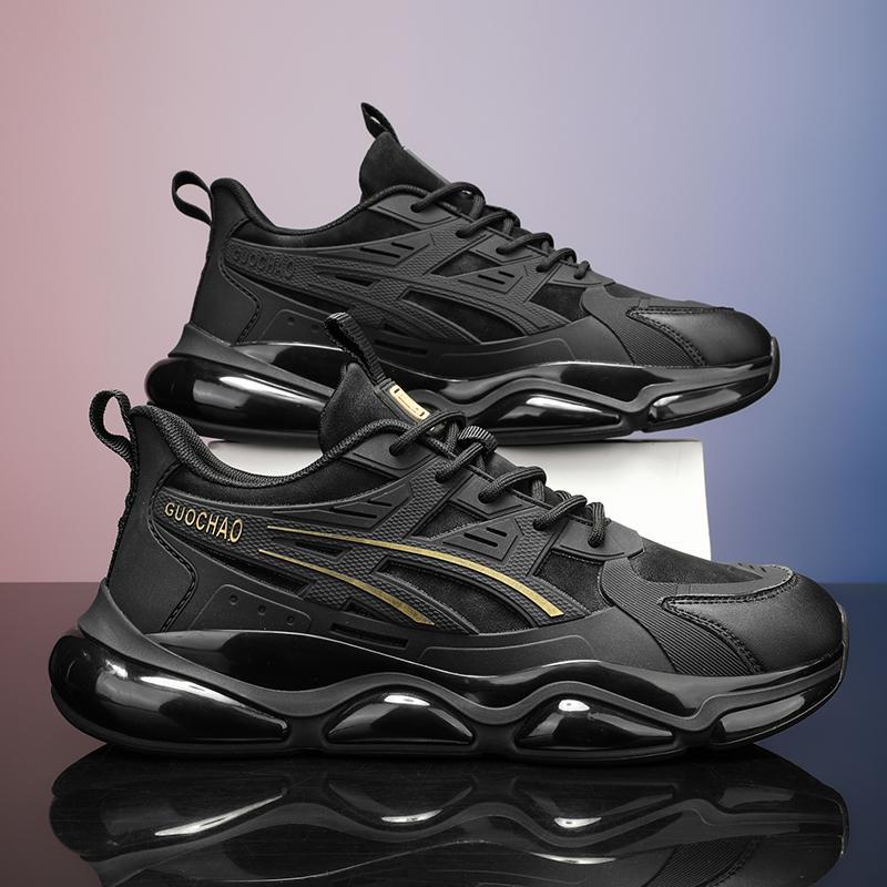 Autumn new youth casual shock absorption running sneakers platform black dad shoes