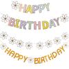 Flower Banner Daisy Happy Birthday Banner Colorful Birthday Party Decor Garland Banner Happy Birthday Banner for Party