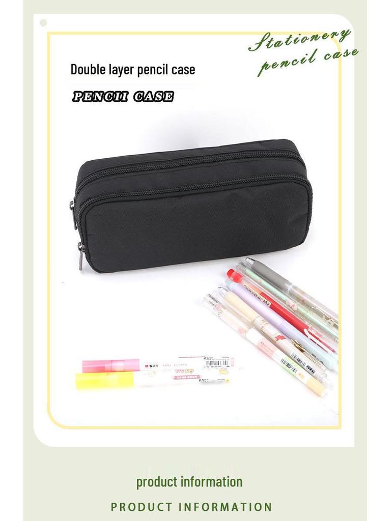 Large Capacity Double-layer Student Pencil Case - Oxford Cloth Exam Bag for Primary and Secondary School