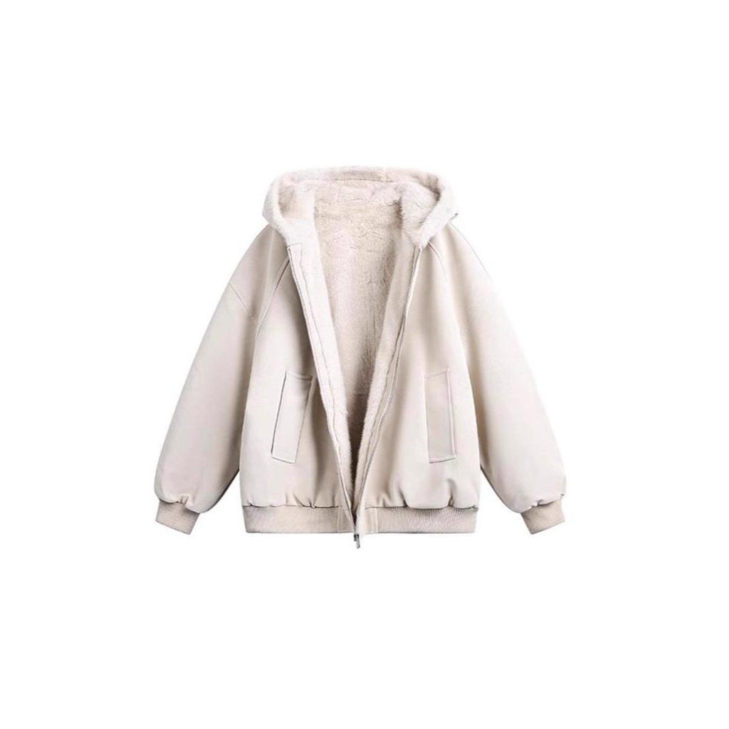 Unisex-Jacke aus robustem PU-Leder mit Litschi-Muster, Pelzkragen, dick gefüttert für den Winter, plus Samt, Kapuzen-Baumwolljacke für Paare.