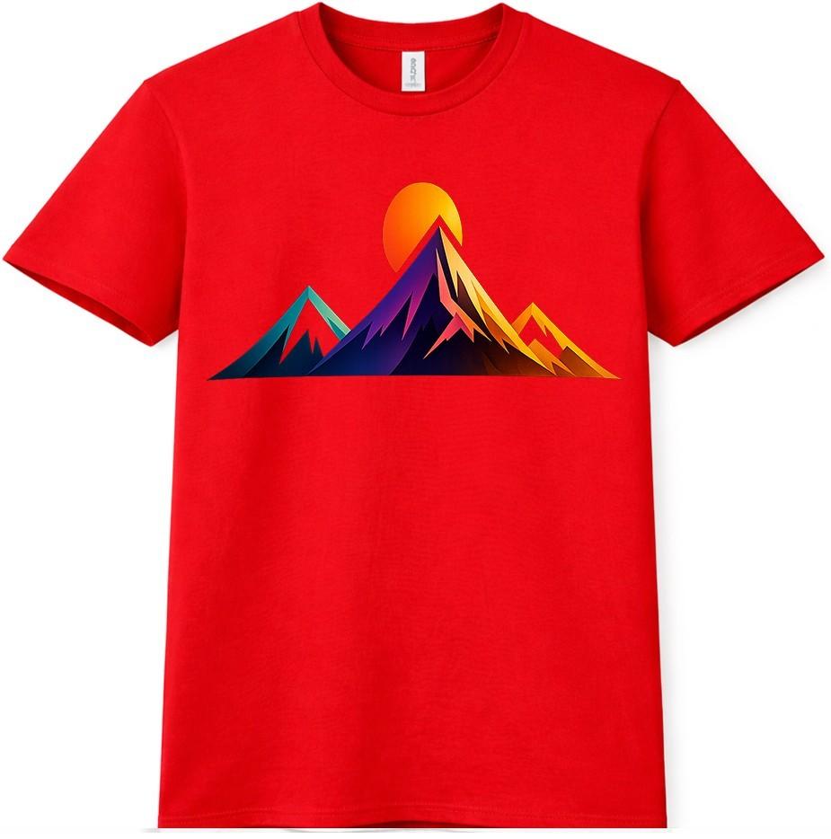 Mountain Sunset T Shirt Colorful Range Landscape Adventure Hiking Graphic Tee S