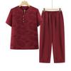 Grandma's Summer Two-Piece Set: Short Sleeve Outfit for Women Aged 60-80