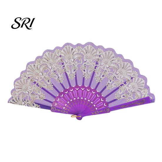 Lightweight Folding Fan Vintage Carved Plastic Ribs Hand Held Portable Chinese Style Summer Cooling Wedding Dance Party Performance Props Handheld