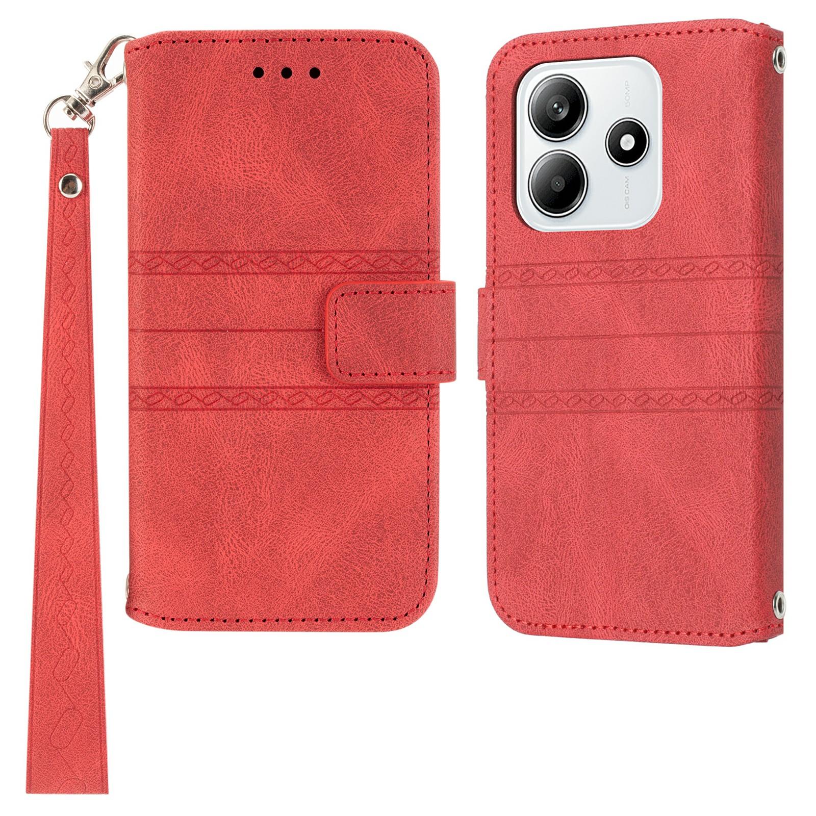 

For Xiaomi Redmi Note 14 5G Case Wallet Skin-Touch Leather Imprinted Phone Cover B