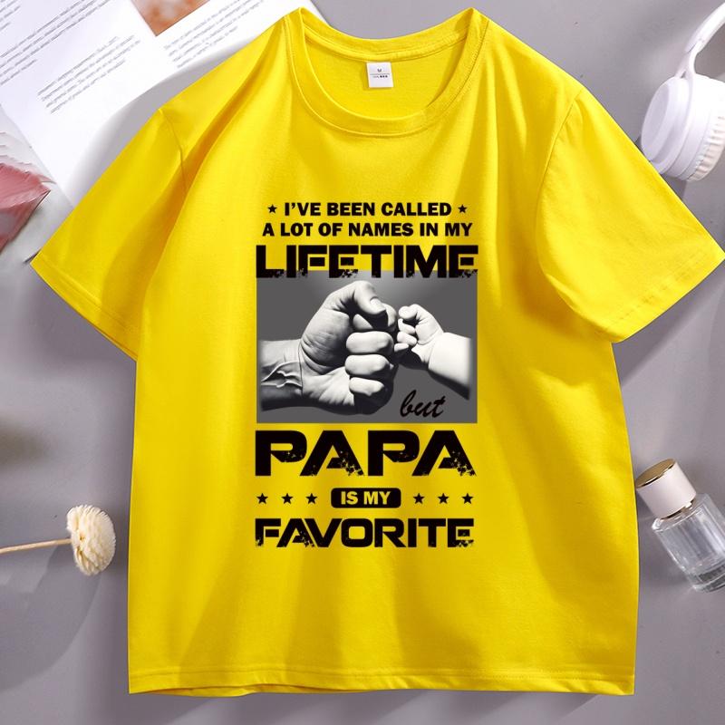 Papa Fathers Day Tshirt Unisex Women Cotton Short Sleeve Father Tshirt Vintage Round Neck T Shirts Breathable Round Neck Tshirts