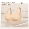 Women Soft Support Wireless Bra, Seamless Thin Style Jelly Bra Push Up Comfortable Brassiere for Large Bust
