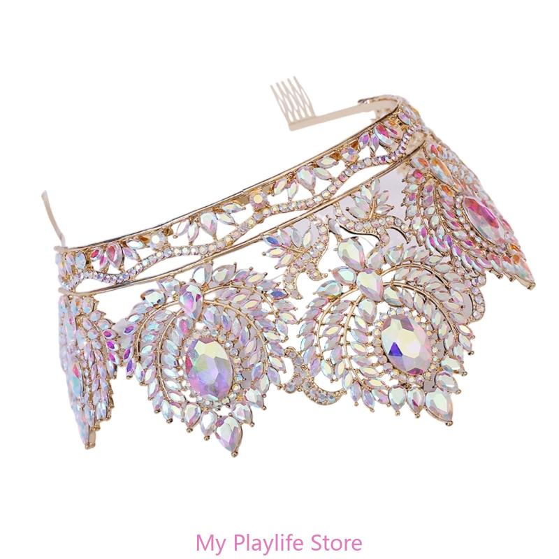 Elegant Crystal Crowns Comb for Women Princess Tiaras for Special Event