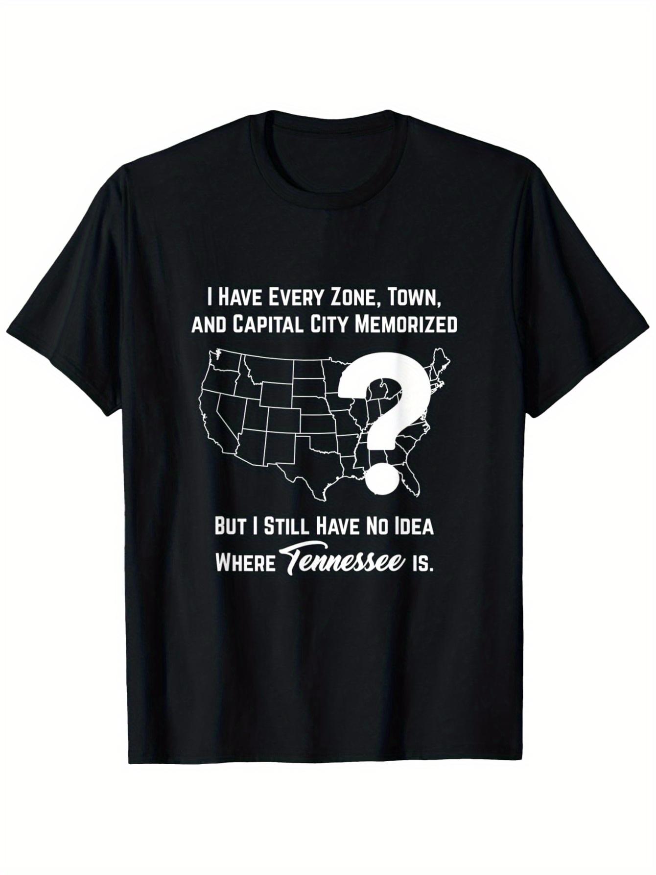 Funny Geography Trivia Graphic with US Map Design100 cotton summer Oneck short sleeve casual printed Unisexs Tshirt S