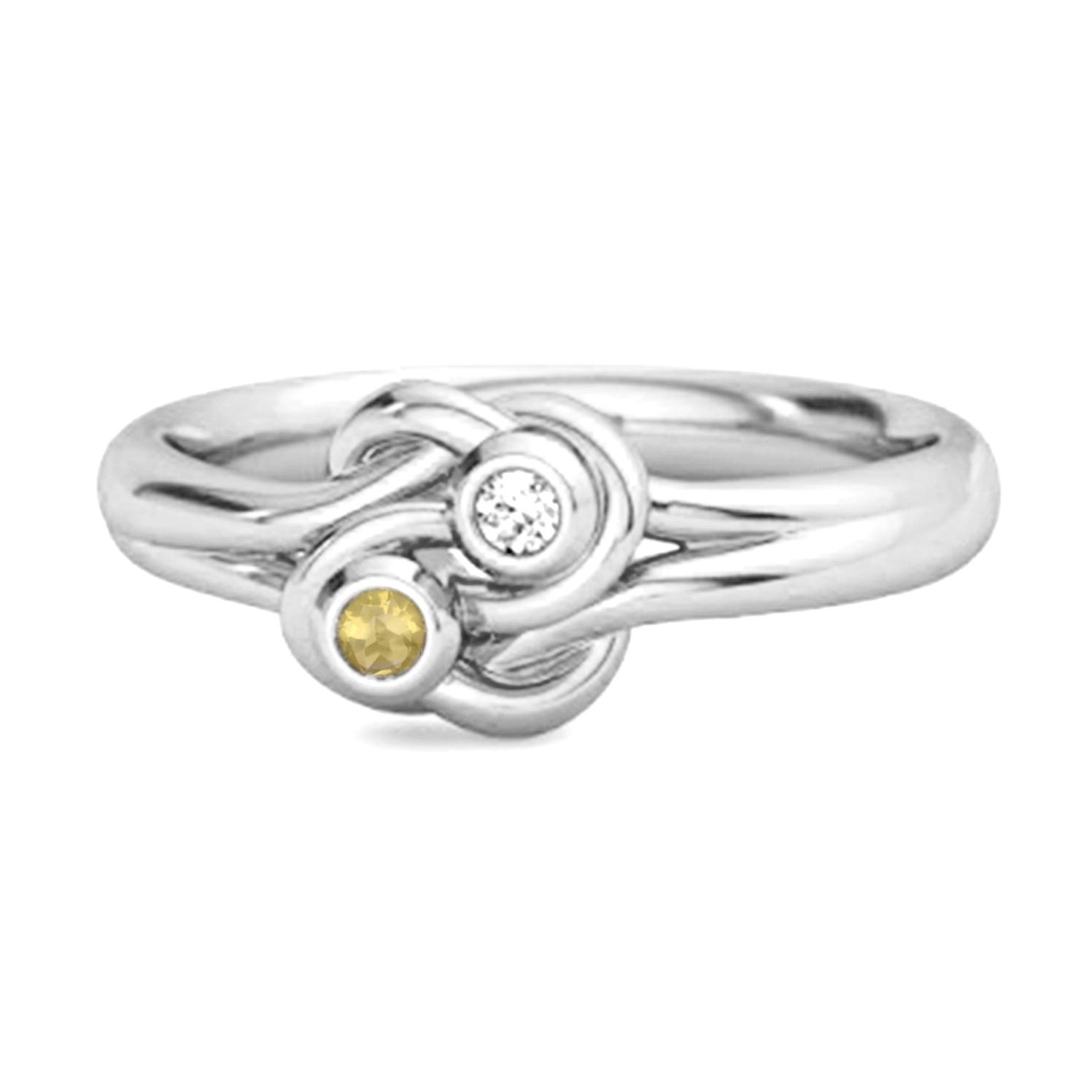 Lemon Quartz Dual Stone Stackable Ring - 925 Sterling Silver 12
